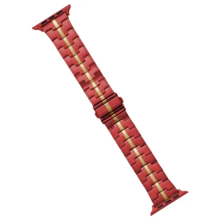 For Apple Watch Series 9 41mm Stainless Steel Watch Band(Red Yelllow)