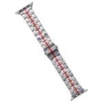 For Apple Watch Series 9 41mm Stainless Steel Watch Band(Silver Red)