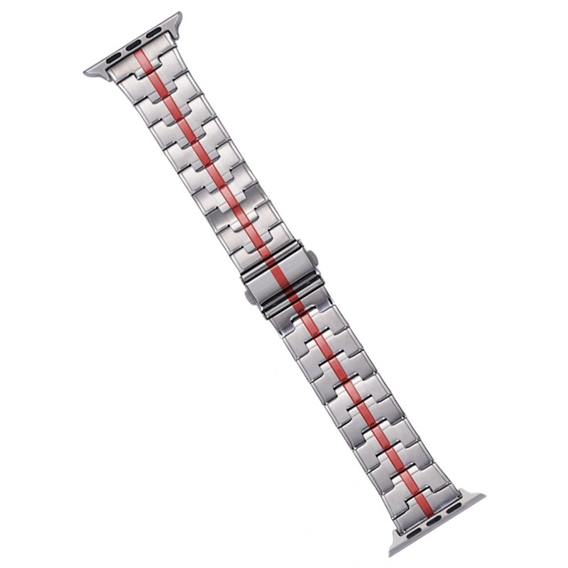 EDA006243205N For Apple Watch Series 9 41mm Stainless Steel Watch Band(Silver Red) - Image 1