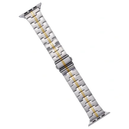 For Apple Watch Ultra 49mm Stainless Steel Watch Band(Silver Gold)