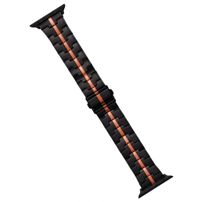 EDA006243208A For Apple Watch Series 8 45mm Stainless Steel Watch Band(Black Orange) - Image 1