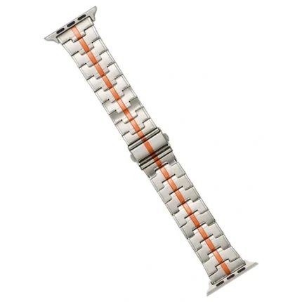 For Apple Watch Series 6 44mm Stainless Steel Watch Band(Starlight Orange)