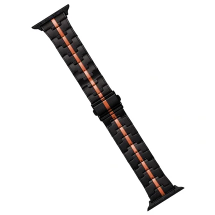 For Apple Watch 42mm Stainless Steel Watch Band(Black Orange)